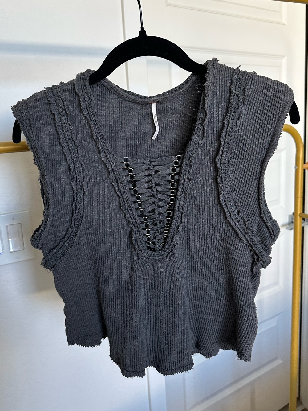 FREE PEOPLE Gabby Muscle Tee in Washed Black